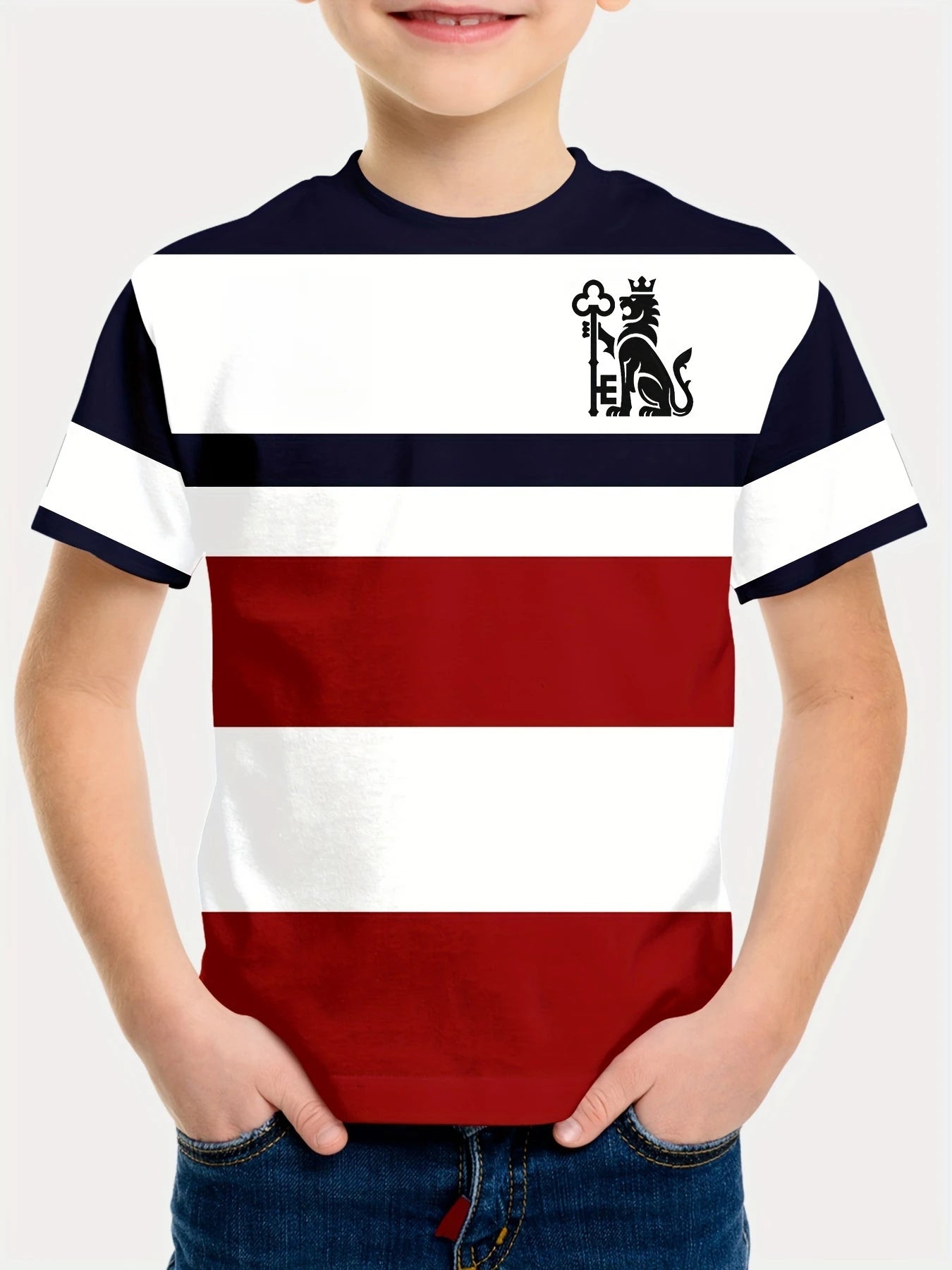 Kids Clothes Boys Tshirt Short Sleeve Simple Letter Stripes Graphic T Shirts Children Summer Clothes Casual Streetwear Boys Tops