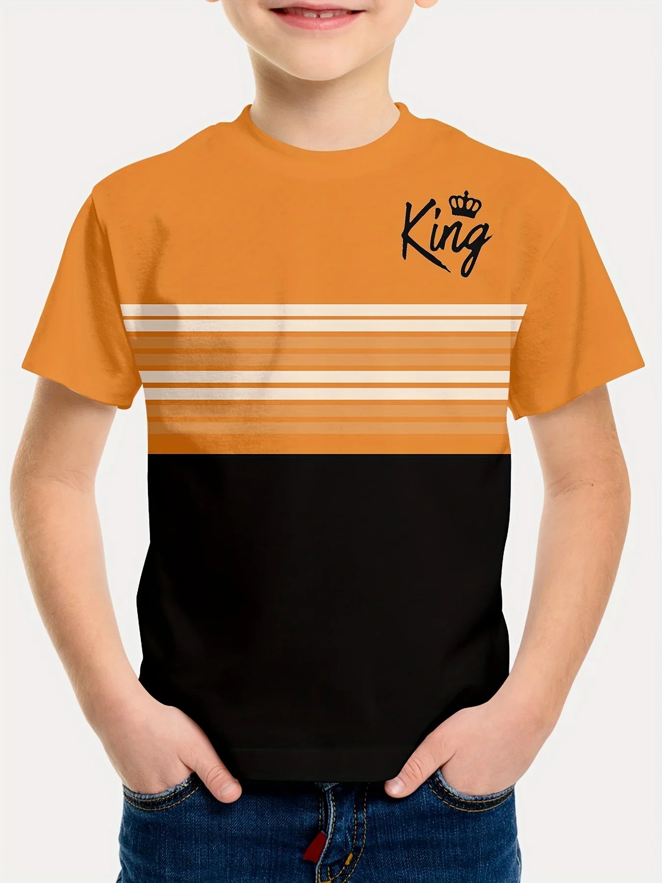 Kids Clothes Boys Tshirt Short Sleeve Simple Letter Stripes Graphic T Shirts Children Summer Clothes Casual Streetwear Boys Tops