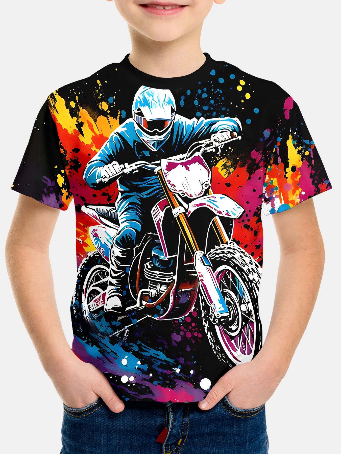 Stylish Biker 3d Print Clothes Child Boy Child T Shirt Children Top Shirts T-shirt for a Boy Children's Clothing Boys Tops Kids