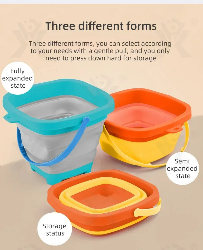 Collapsible Beach Sand Toys for Kids Travel Beach Toys for Kids with Foldable Sand Bucket Beach Shovel Toys Kit for Toddlers
