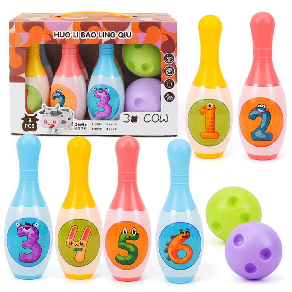 Bowling Set Education Toys For Kids Toddlers Animal Number Learning Indoor Outdoor Sports Games Toys for Kids Baby Gift