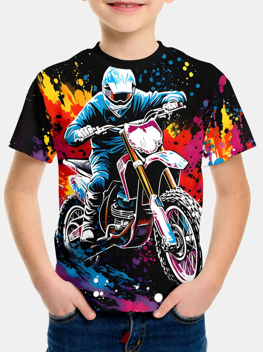 Stylish Biker 3d Print Clothes Child Boy Child T Shirt Children Top Shirts T-shirt for a Boy Children's Clothing Boys Tops Kids